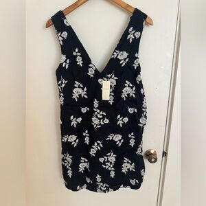 Abercrombie & Fitch Black Dress with White Floral Embroidery